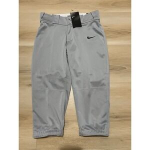 NWT Nike Women's Small Softball Gray Pants‎ 3/4 Nike Logo Grim Waist